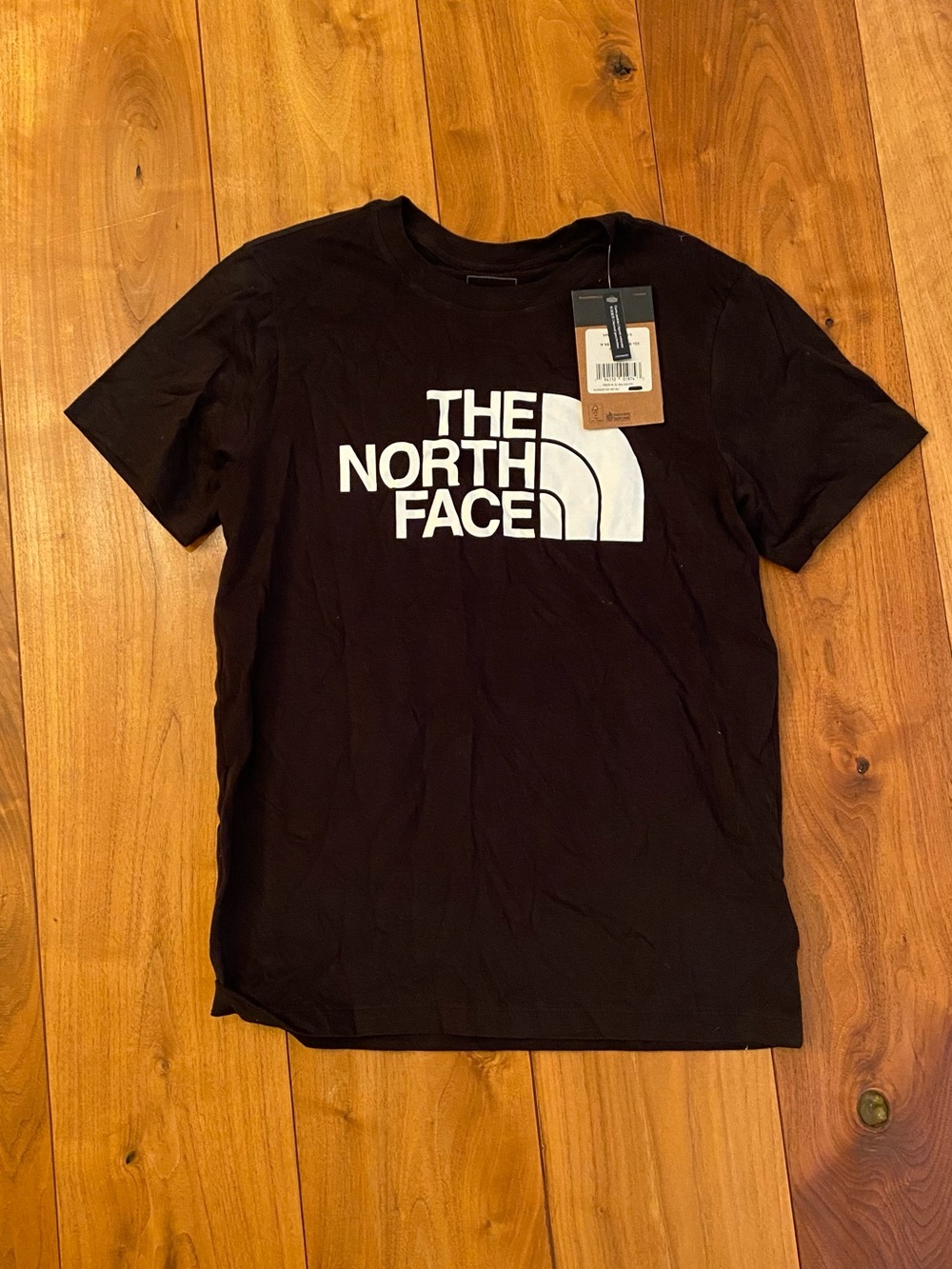 The North Face Women’s Black Short-Sleeve Logo Tee with White Print